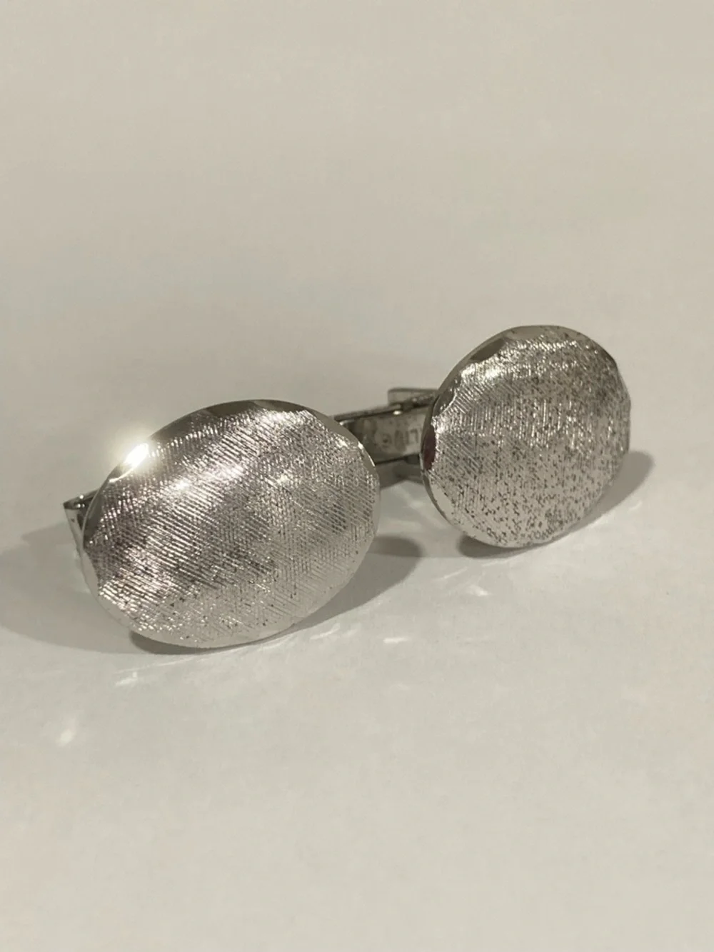Sterling Silver Oval Textured Cuff Links Sterling T2 Vintage 10 Grams - Picture 4 of 14